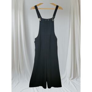 Wide Leg Jumpsuit Romper Overalls Bib‎ style Cropped, Black, Adjustable straps,